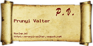 Prunyi Valter névjegykártya
